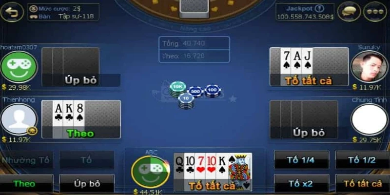 Xì Tố tại game bài 68 - Kinh nghiệm chơi bất bại từ cao thủ 3 Trong mỗi vòng cược, các người chơi sẽ có các hành động lựa chọn để quyết định